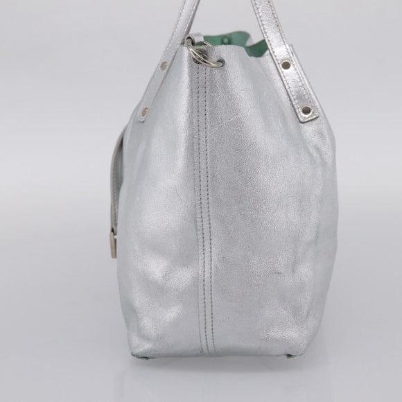 Tiffany & Co. Hand Bag Leather Silver Auth 206887A