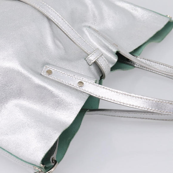 Tiffany & Co. Hand Bag Leather Silver Auth 206887A