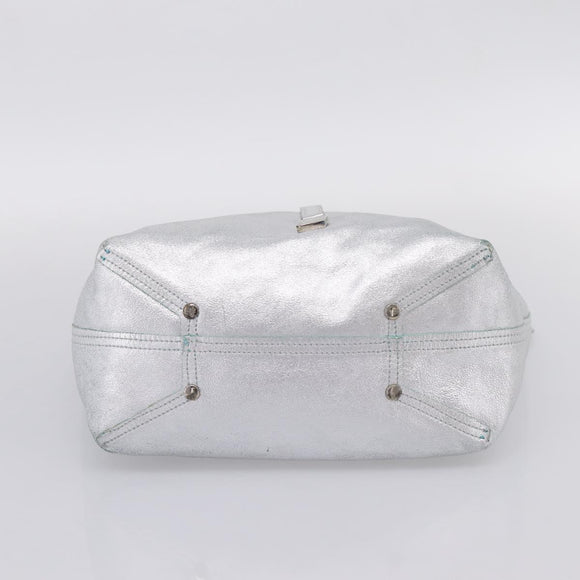 Tiffany & Co. Hand Bag Leather Silver Auth 206887A