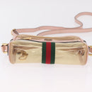 GUCCI Web Sherry Line Shoulder Bag Vinyl Clear Gold 517350 Auth 206888-6