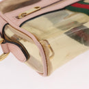GUCCI Web Sherry Line Shoulder Bag Vinyl Clear Gold 517350 Auth 206888-16