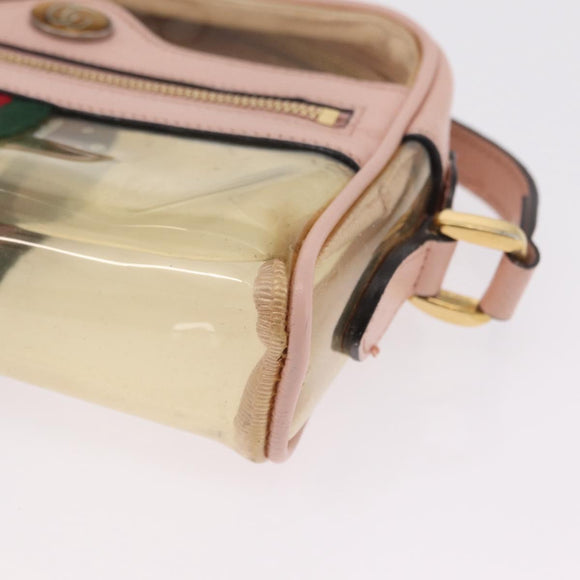 GUCCI Web Sherry Line Shoulder Bag Vinyl Clear Gold 517350 Auth 206888