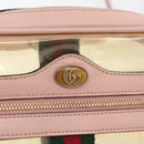 GUCCI Web Sherry Line Shoulder Bag Vinyl Clear Gold 517350 Auth 206888-20