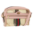 GUCCI Web Sherry Line Shoulder Bag Vinyl Clear Gold 517350 Auth 206888-1