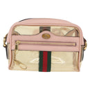 GUCCI Web Sherry Line Shoulder Bag Vinyl Clear Gold 517350 Auth 206888-13