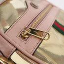GUCCI Web Sherry Line Shoulder Bag Vinyl Clear Gold 517350 Auth 206888-23