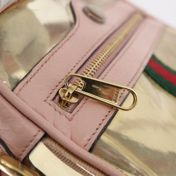 GUCCI Web Sherry Line Shoulder Bag Vinyl Clear Gold 517350 Auth 206888