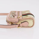 GUCCI Web Sherry Line Shoulder Bag Vinyl Clear Gold 517350 Auth 206888-5