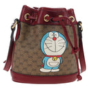 GUCCI Micro GG Doraemon Shoulder Bag PVC Beige Gold Tone 647801 Auth 206889M-1