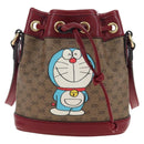 GUCCI Micro GG Doraemon Shoulder Bag PVC Beige Gold Tone 647801 Auth 206889M-13