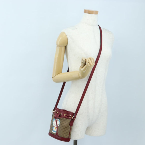 GUCCI Micro GG Doraemon Shoulder Bag PVC Beige Gold Tone 647801 Auth 206889M
