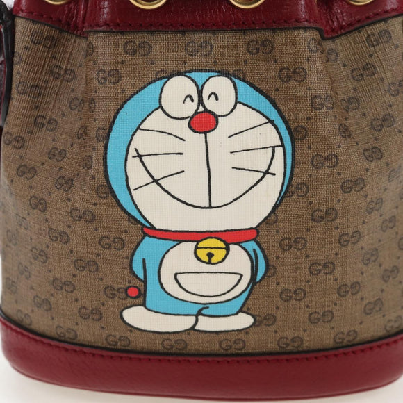 GUCCI Micro GG Doraemon Shoulder Bag PVC Beige Gold Tone 647801 Auth 206889M