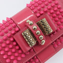 Christian Louboutin Chain Shoulder Bag Leather Pink Gold Auth 206890A-17