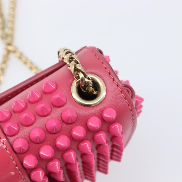 Christian Louboutin Chain Shoulder Bag Leather Pink Gold Auth 206890A