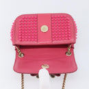 Christian Louboutin Chain Shoulder Bag Leather Pink Gold Auth 206890A-18