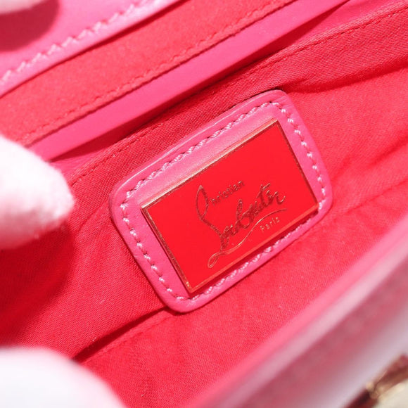 Christian Louboutin Chain Shoulder Bag Leather Pink Gold Auth 206890A