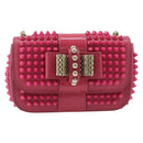 Christian Louboutin Chain Shoulder Bag Leather Pink Gold Auth 206890A-13