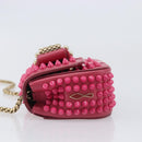 Christian Louboutin Chain Shoulder Bag Leather Pink Gold Auth 206890A-4