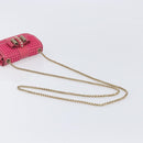 Christian Louboutin Chain Shoulder Bag Leather Pink Gold Auth 206890A-7