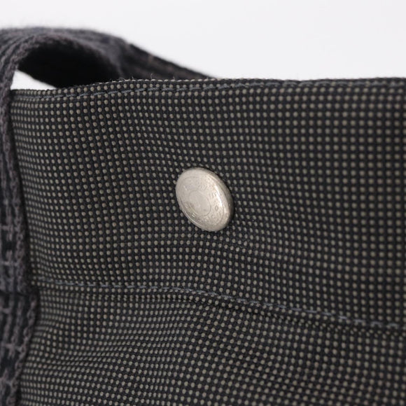 HERMES Her Line MM Hand Bag Canvas Gray Silver Auth 206892A