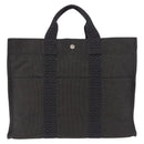 HERMES Her Line MM Hand Bag Canvas Gray Silver Auth 206892A-13
