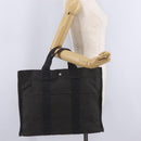 HERMES Her Line MM Hand Bag Canvas Gray Silver Auth 206892A-24
