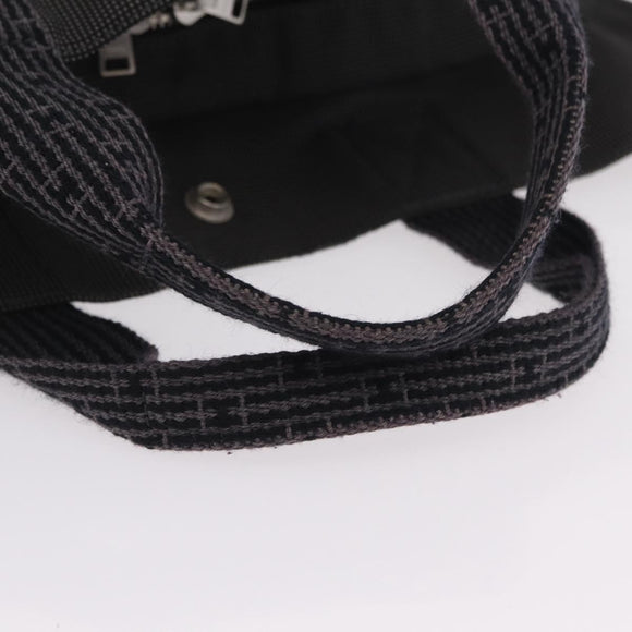 HERMES Her Line MM Hand Bag Canvas Gray Silver Auth 206892A