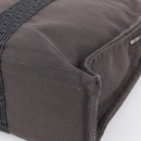 HERMES Her Line MM Hand Bag Canvas Gray Silver Auth 206893-9