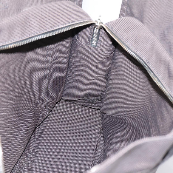 HERMES Her Line MM Hand Bag Canvas Gray Silver Auth 206893