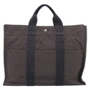 HERMES Her Line MM Hand Bag Canvas Gray Silver Auth 206893-13