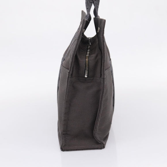 HERMES Her Line MM Hand Bag Canvas Gray Silver Auth 206893