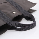 HERMES Her Line MM Hand Bag Canvas Gray Silver Auth 206893-7