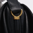 GUCCI Shoulder Bag Leather Navy Gold Auth 206895-21