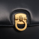 GUCCI Shoulder Bag Leather Navy Gold Auth 206895-22