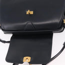 GUCCI Shoulder Bag Leather Navy Gold Auth 206895-10