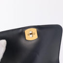 GUCCI Shoulder Bag Leather Navy Gold Auth 206895-23