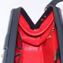 GUCCI Shoulder Bag Leather Navy Gold Auth 206895-27