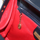 GUCCI Shoulder Bag Leather Navy Gold Auth 206895-28