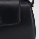 GUCCI Shoulder Bag Leather Navy Gold Auth 206895-2