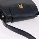 GUCCI Shoulder Bag Leather Navy Gold Auth 206895-14