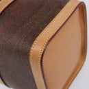ETRO Hand Bag PVC Canvas Brown Gold Auth 206896-17