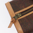 ETRO Hand Bag PVC Canvas Brown Gold Auth 206896-19