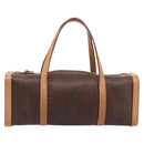 ETRO Hand Bag PVC Canvas Brown Gold Auth 206896-13