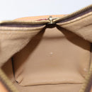ETRO Hand Bag PVC Canvas Brown Gold Auth 206896-21