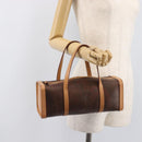 ETRO Hand Bag PVC Canvas Brown Gold Auth 206896-23