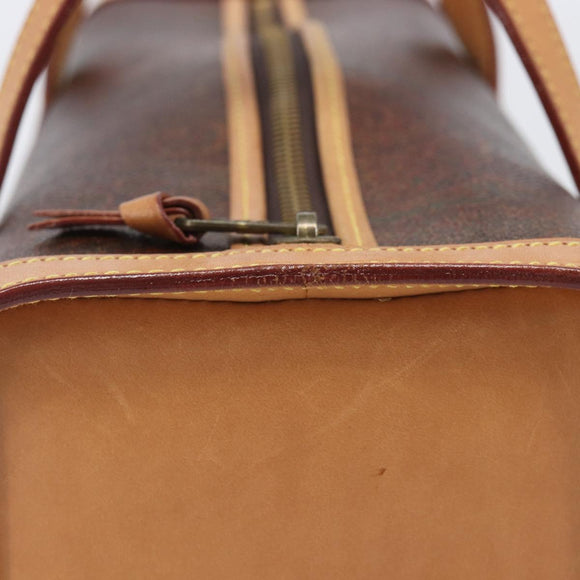 ETRO Hand Bag PVC Canvas Brown Gold Auth 206896