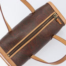 ETRO Hand Bag PVC Canvas Brown Gold Auth 206896-7