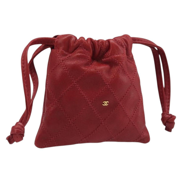 CHANEL Bicolore Purse Pouch Leather Red CC Auth 206898