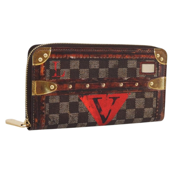 LOUIS VUITTON Damier Ebene Transformed Zippy Long Wallet M63490 LV Auth 206899M