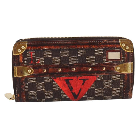 LOUIS VUITTON Damier Ebene Transformed Zippy Long Wallet M63490 LV Auth 206899M